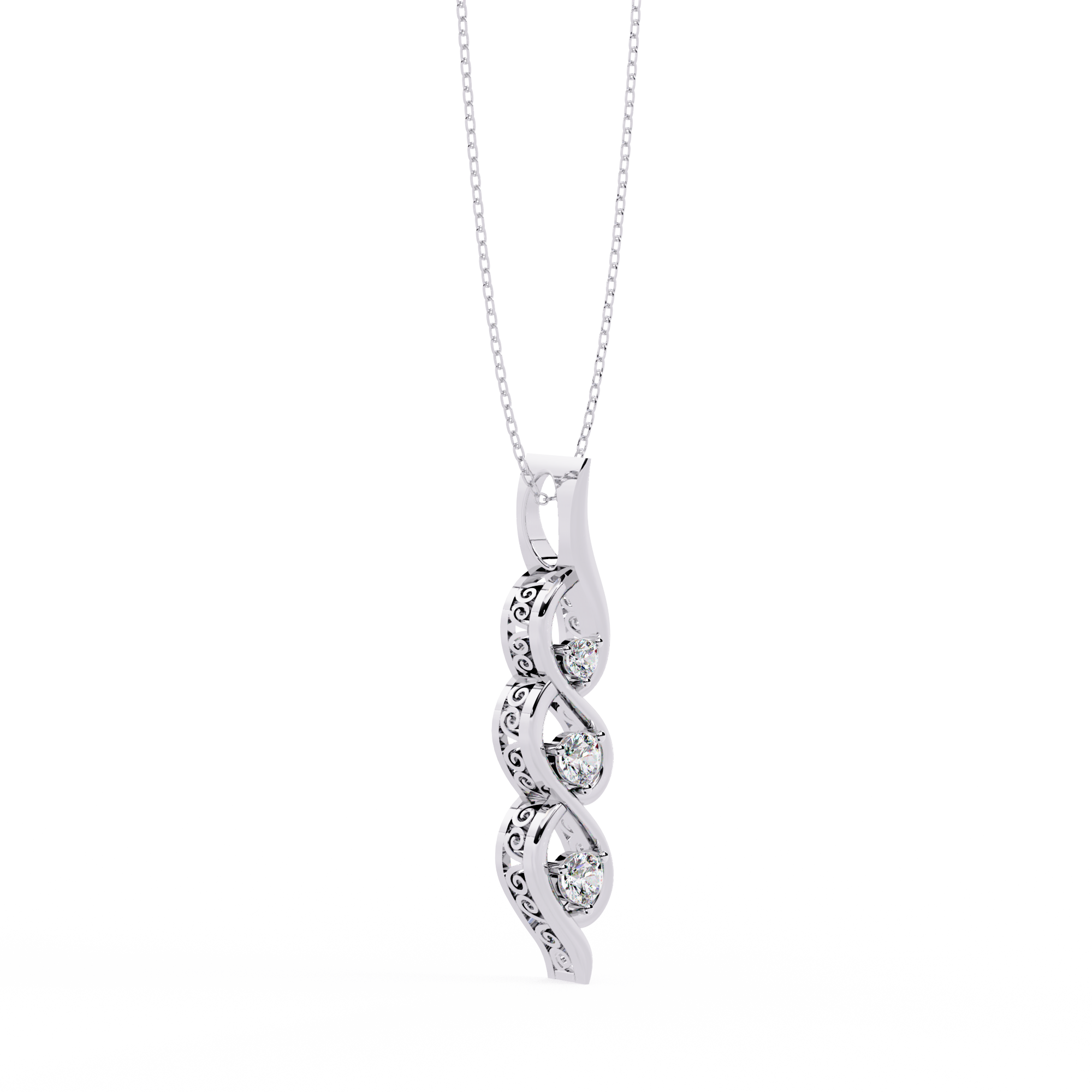 Solitairekart 0.20ct Natural Diamond Trinity Twist Pendant-HI Color, VS-SI Clarity